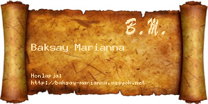 Baksay Marianna névjegykártya